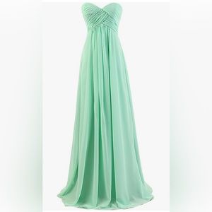 Strapless mint green gown